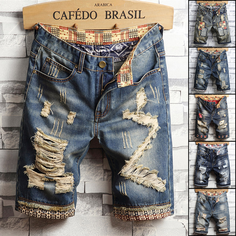 Men Fashion Jeans - Ripped Hip-hop Denim Shorts Men's Summer
