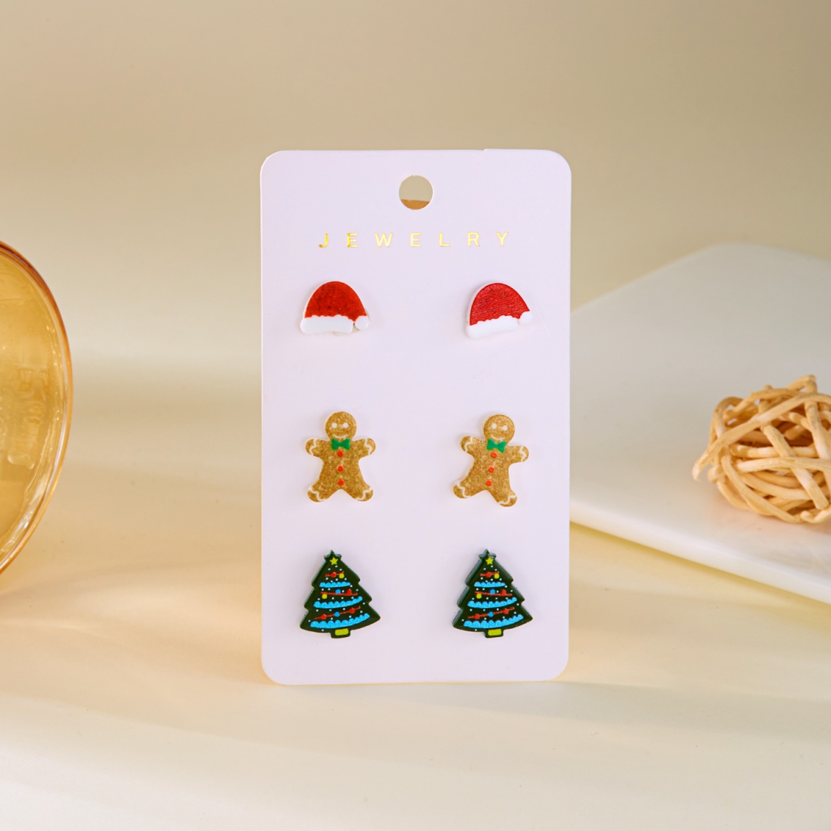 Mens Xmas Fashion - Christmas Holiday Stud Earrings Set Acrylic