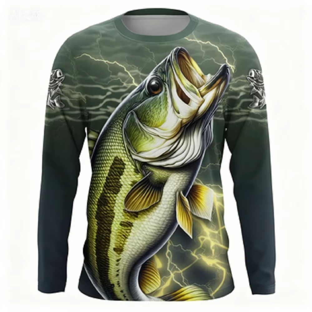 Men'S Fashion Outfits - Fashionable Bass Pattern Crew Neck Long