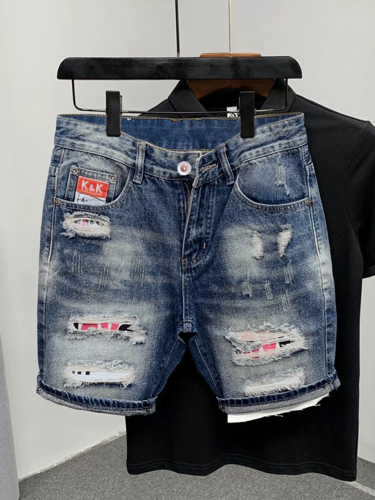 Men Fashion Jeans - 2026 Summer Ripped Straight Men Denim