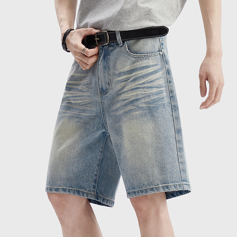 Men Fashion Jeans - Vintage Washed Denim Shorts Men's Loose