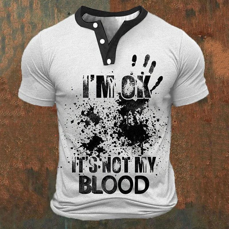 Men'S Fashion Outfits - Funny 3D Letter Print Men's Henley