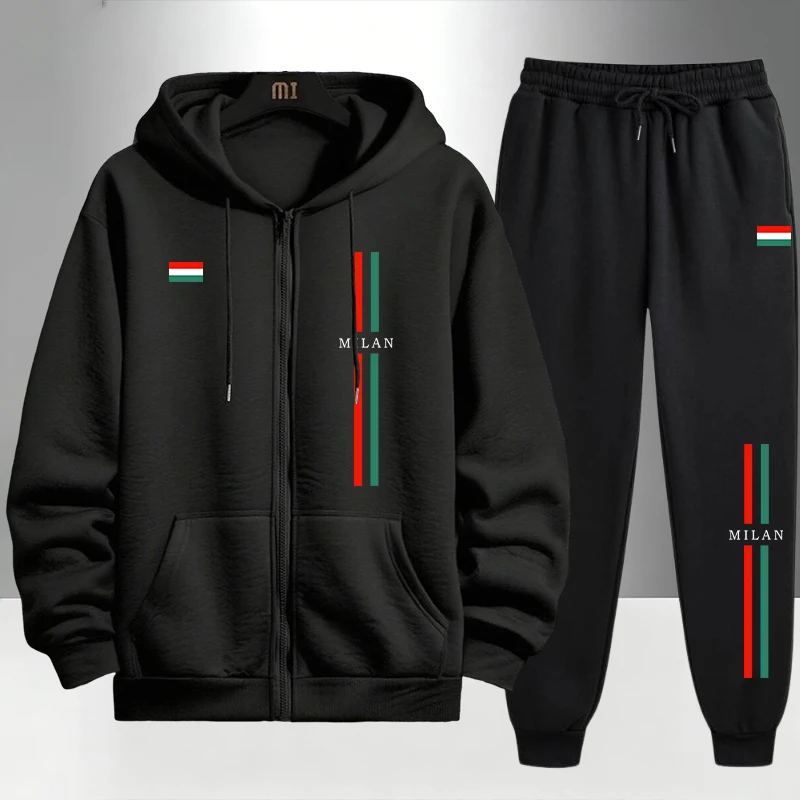Men'S Fashion Outfits - 2026 Italy Printed Men's Set Zipper