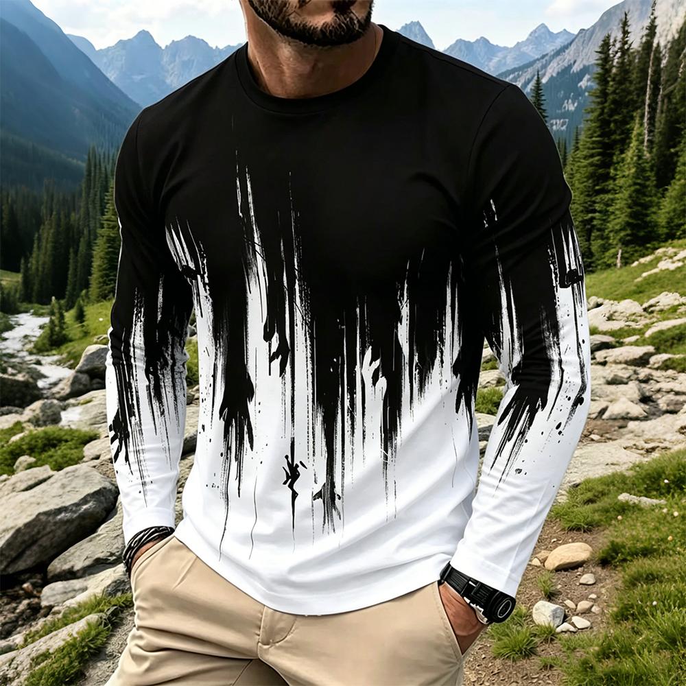 Men'S Fashion - Men's Gradient Ink Splash Long Sleeve