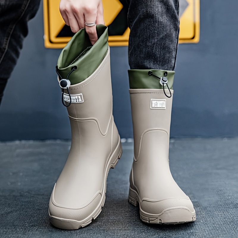 Men'S Fashion Hiking Boots - Men waterproof Rain Boots Mid Calf