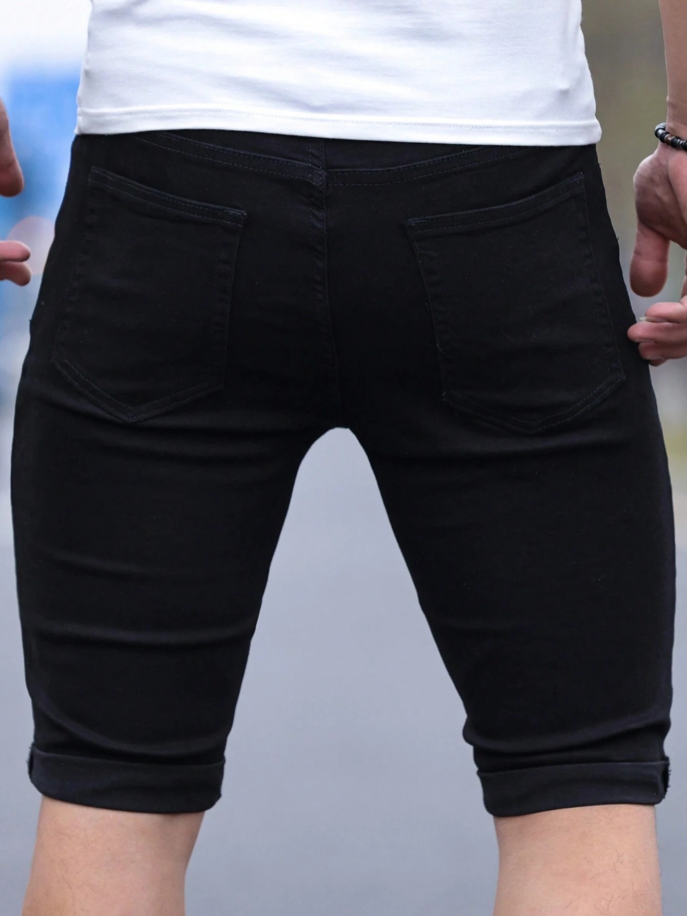 Men's jorts Slim Fit Black Str - огляд і ціна Men Fashion Jeans