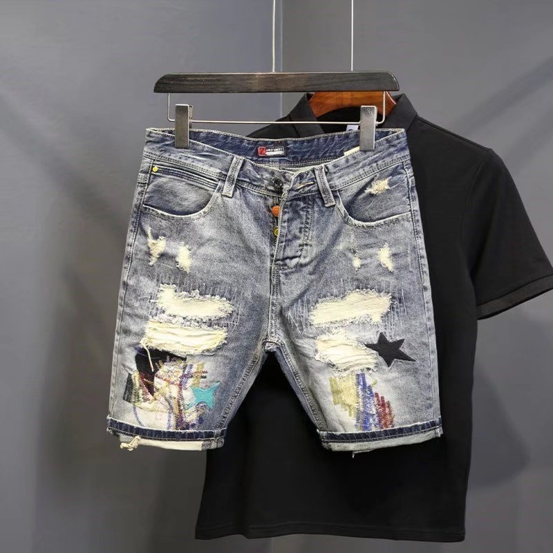 Summer Men's Fashion Scraped P - огляд і ціна Men Fashion Jeans