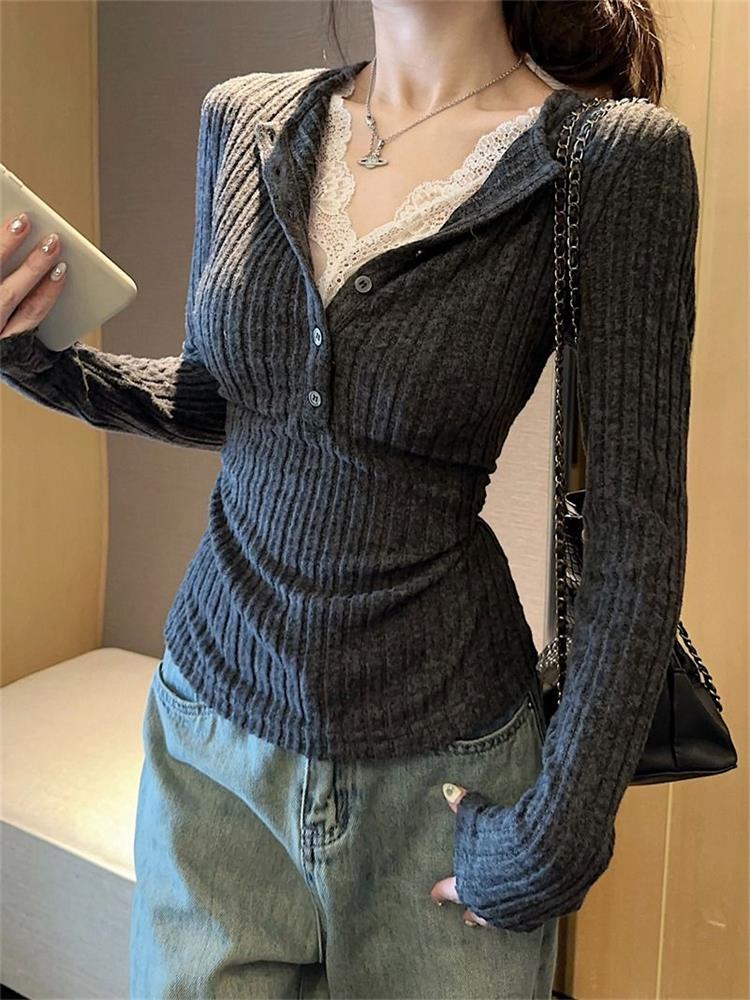 Women's Top Lace Patchwork Lon - огляд і ціна Men'S Fashion Aesthetics