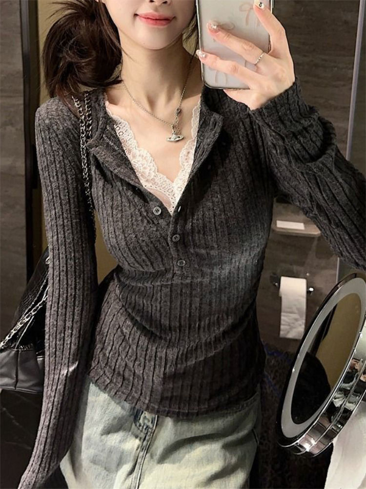 Women's Top Lace Patchwork Lon - огляд і ціна Men'S Fashion Aesthetics