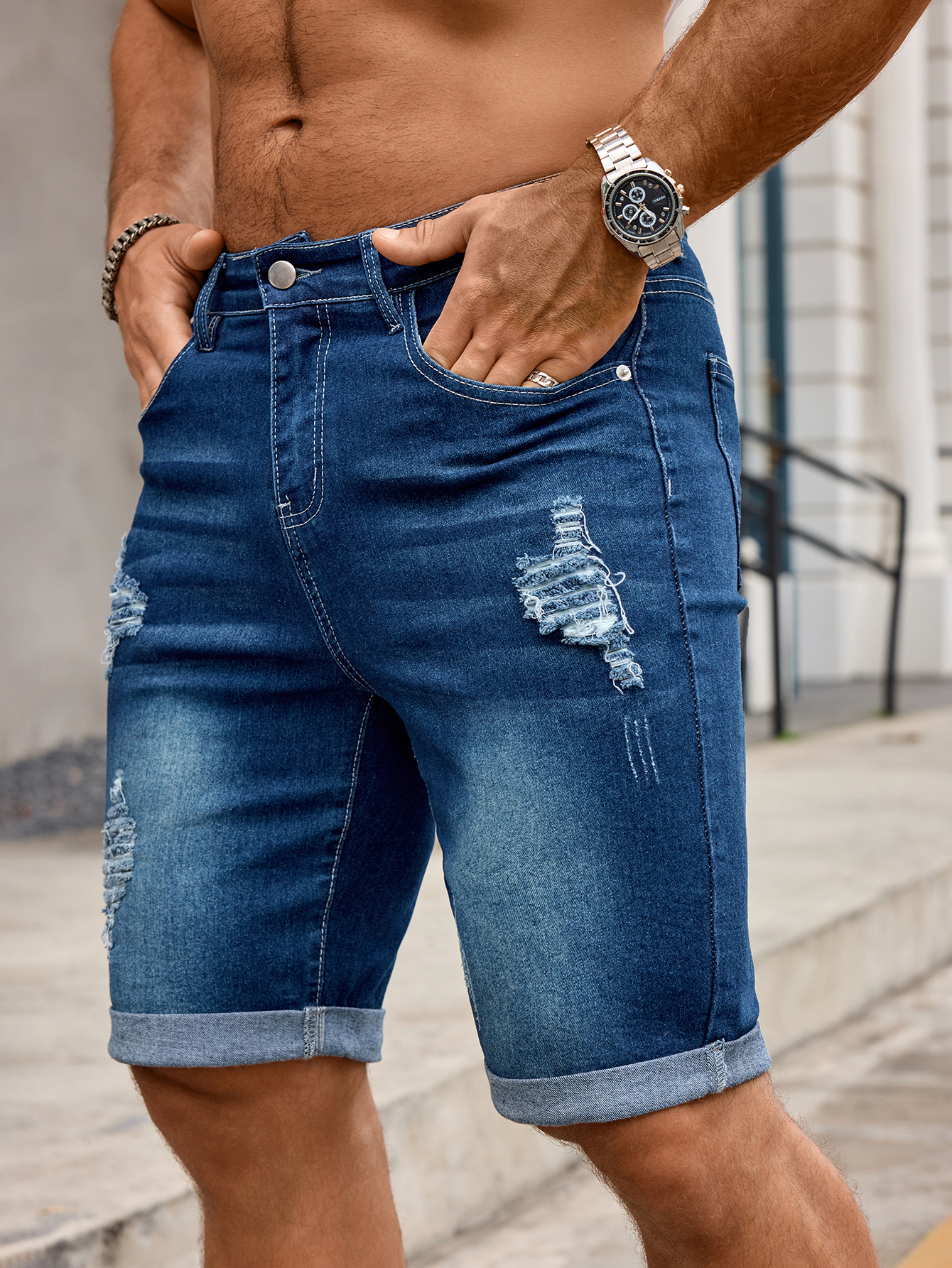 Men Denim Trousers Jeans Short - огляд і ціна Men Fashion Jeans