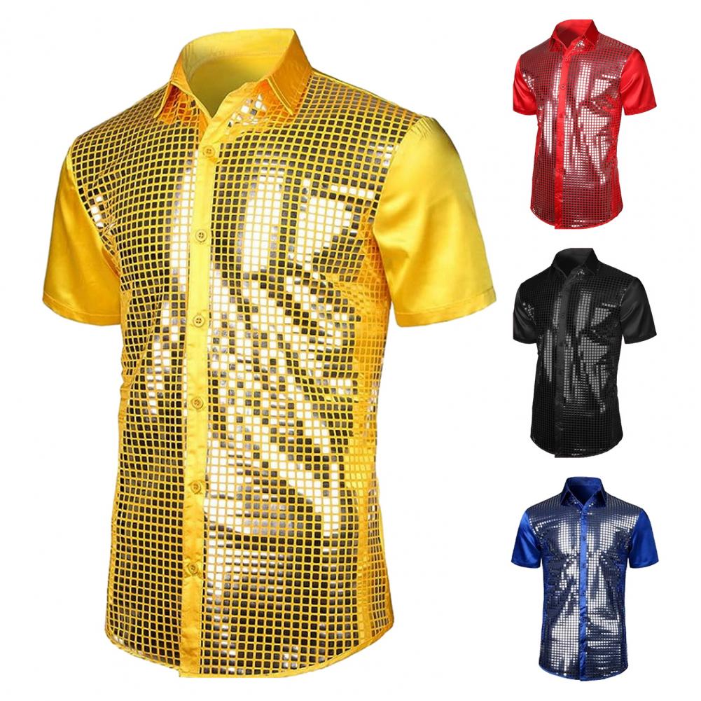 70s Shiny Surface Men Shirt Tu - огляд і ціна Men'S Fashion 70S
