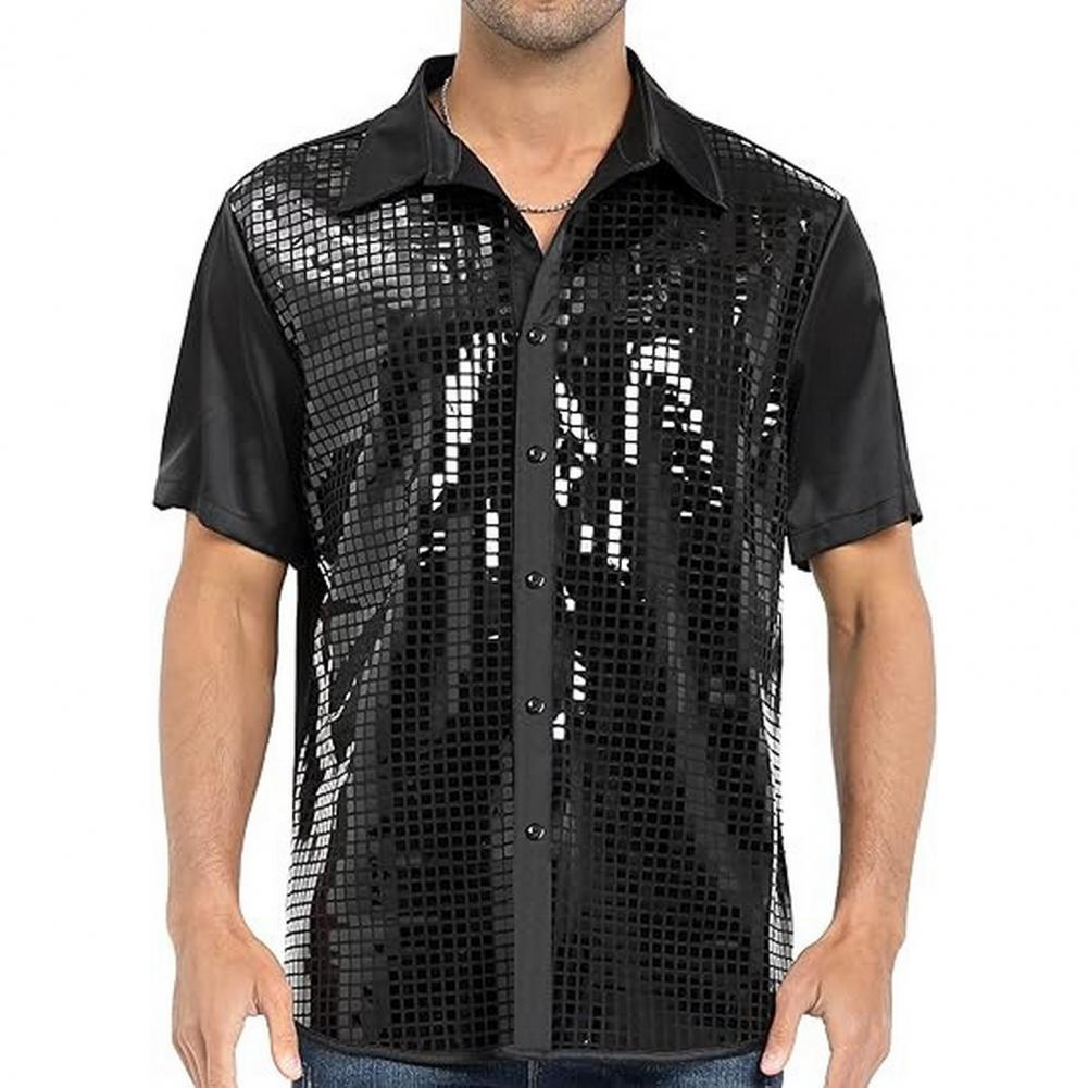 70s Shiny Surface Men Shirt Tu - огляд і ціна Men'S Fashion 70S