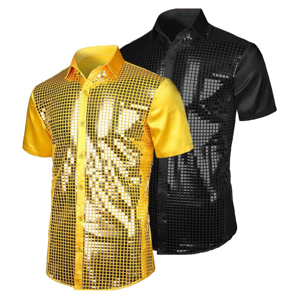 70s Shiny Surface Men Shirt Tu - огляд і ціна Men'S Fashion 70S