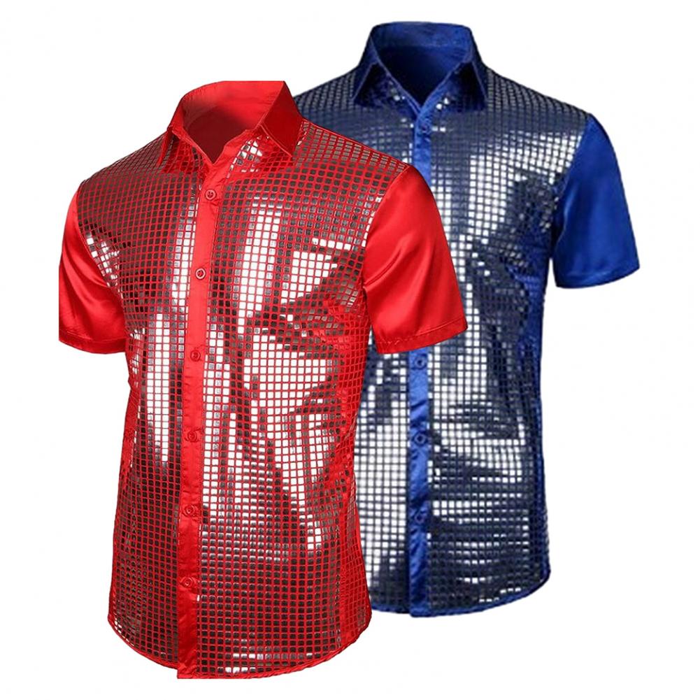 70s Shiny Surface Men Shirt Tu - огляд і ціна Men'S Fashion 70S