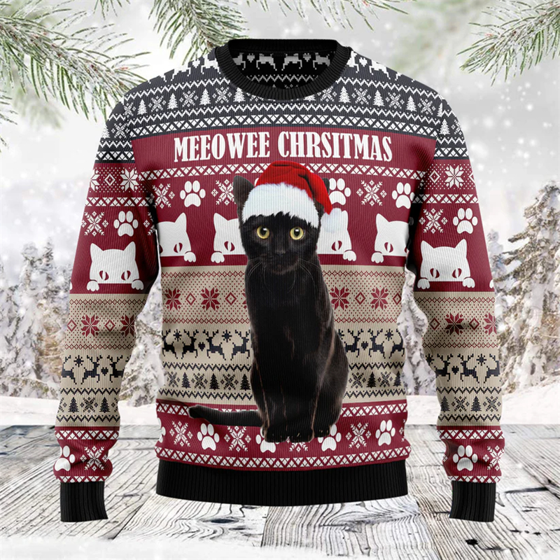 2026 New Funny Cat Pattern Ugl - огляд і ціна Mens Xmas Fashion