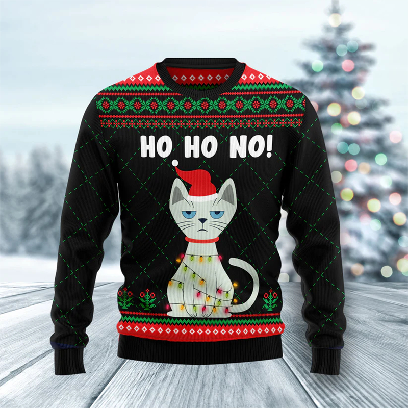 2026 New Funny Cat Pattern Ugl - огляд і ціна Mens Xmas Fashion