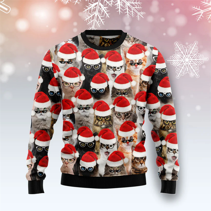 2026 New Funny Cat Pattern Ugl - огляд і ціна Mens Xmas Fashion